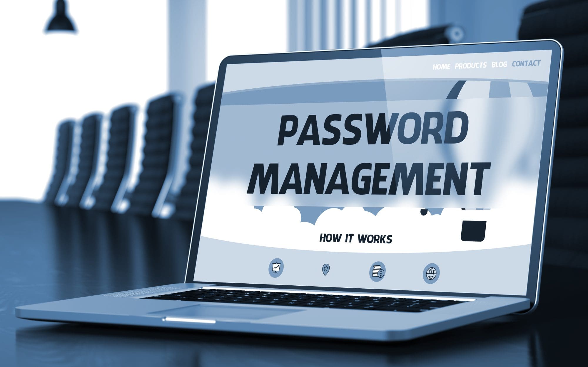 Laptop with Password Management on the screen
