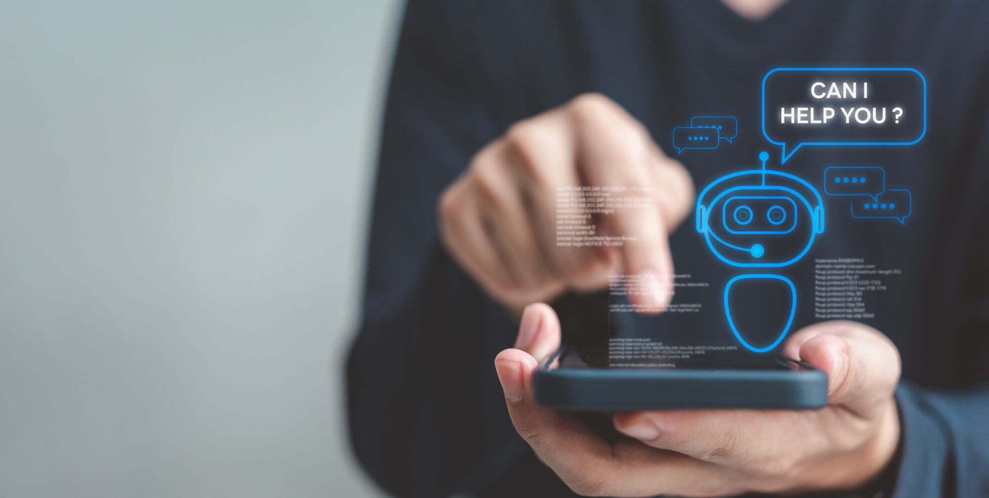 Chatbot conversation Ai Artificial Intelligence technology online customer service.Digital chatbot, robot application, OpenAI generate. Futuristic technology Virtual assistant on internet